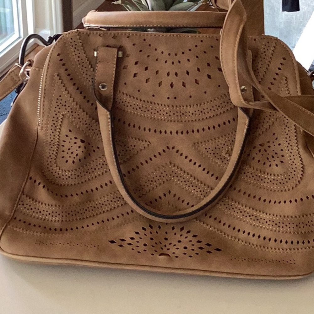 Faux suede purse and laptop holder.